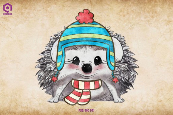A Cozy Christmas Hedgehog for Seasonal Graphics & Illustrations