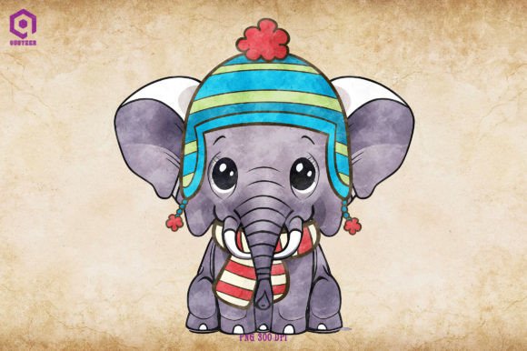 A Cozy Elephant Christmas Illustration for Graphics