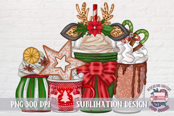 Christmas Coffee PNG Graphics for Seasonal Illustrations