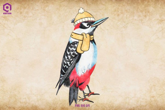 Woodpecker Cozy Christmas Graphics for Seasonal Branding